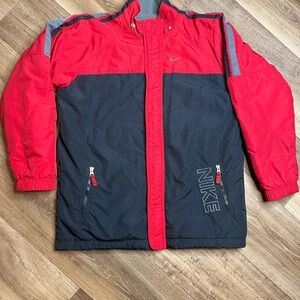 NIKE RED & BLACK REVERSABLE HOODED WINTER COAT BOY'S SIZE XL 18-20